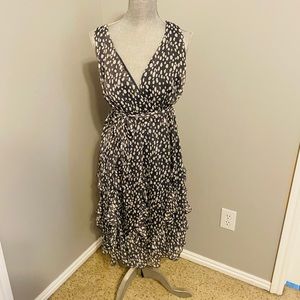 Flowing grey polka dot sun dress